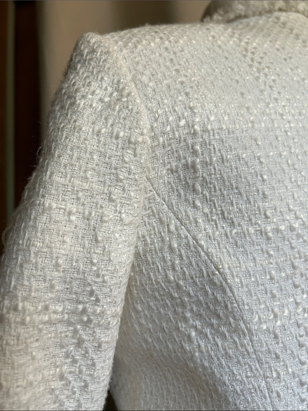 White House Black Market Ivory Fringe-Trim Tweed Blazer - Picture 6 of 11